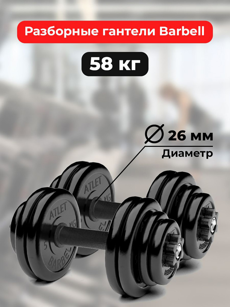 Гантели 29 кг - 2шт MB Barbell разборные