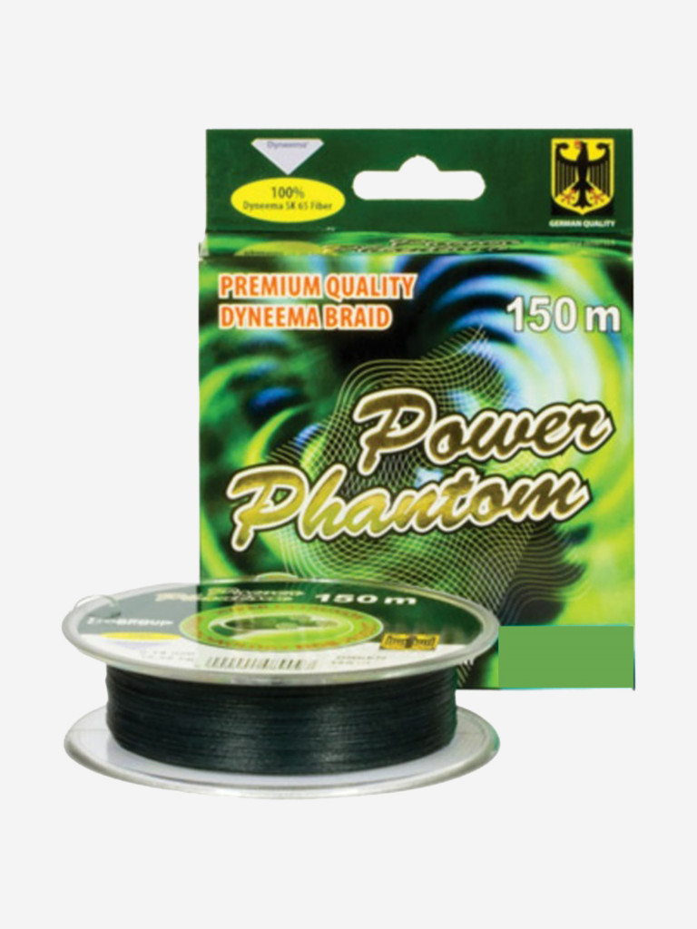 Шнур для рыбалки Power Phantom 4x, 150м, зеленый, 0,36мм, 40,75кг