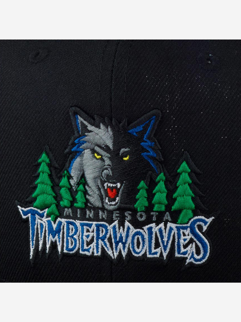 Бейсболка с прямым козырьком MITCHELL NESS 6HSSJS19079-MTIBLCK Minnesota Timberwolves MLB