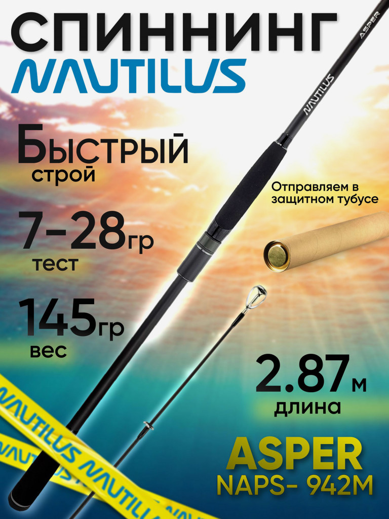 Спиннинг Nautilus ASPER NAPS- 942M 2.87м 7-28гр