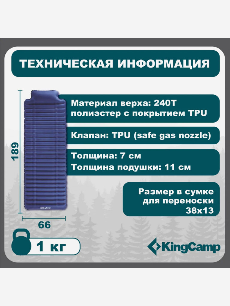 Коврик надувной KingCamp KM1903 Comfort Light