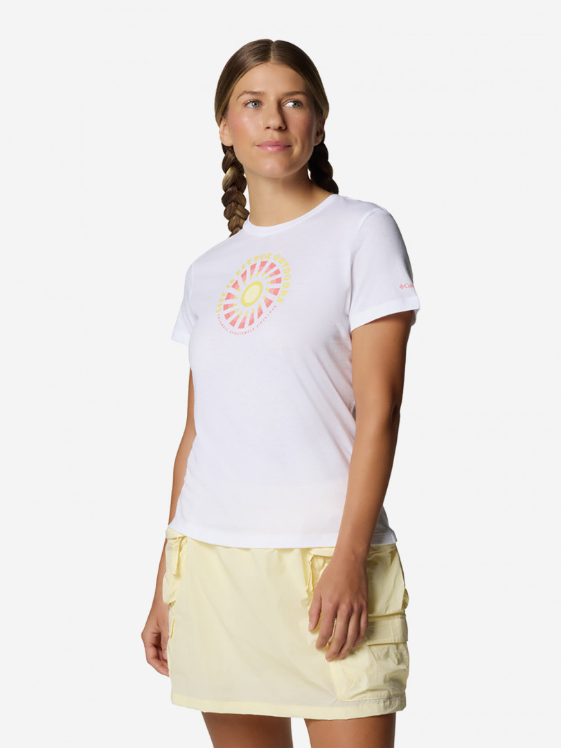 фото Футболка женская columbia ruby springs graphic fitted ss, белый