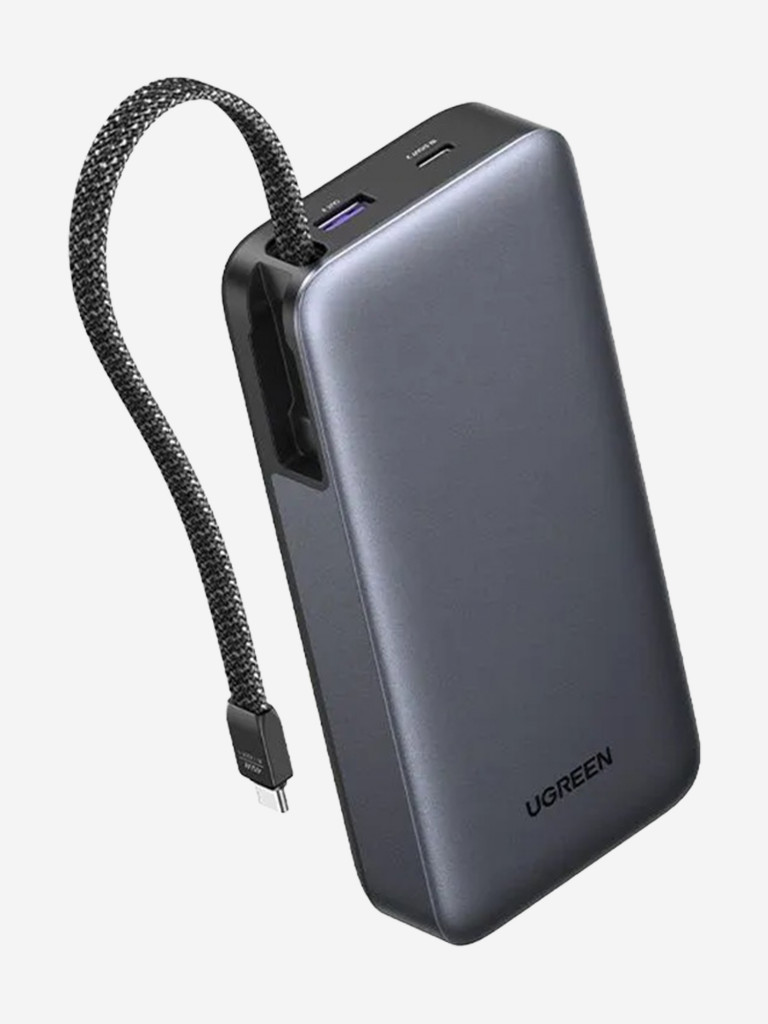 Внешний аккумулятор со встроенным кабелем UGREEN PB536 (55988B) 45W Power Bank 20000mAh with Built-in Cable
