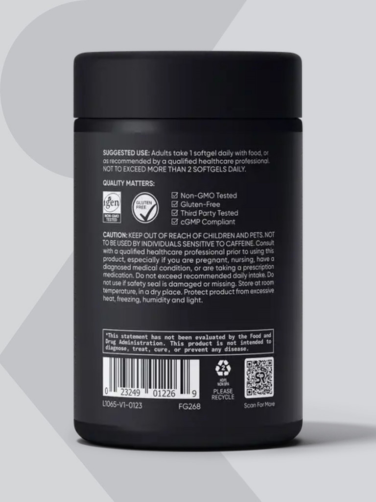 Кофеин Теанин, Энергетик в таблетках, Sports Research, 60 капсул