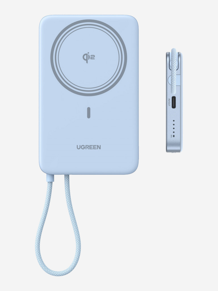 Внешний аккумулятор UGREEN PB570 (65839B) MagFlow Air Ultra-Slim 30W Magnetic 10000mAh Wireless Power Bank USB-C Cable