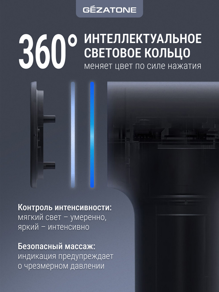 Перкуссионный массажер пистолет для тела Gezatone AMG140 7 насадок