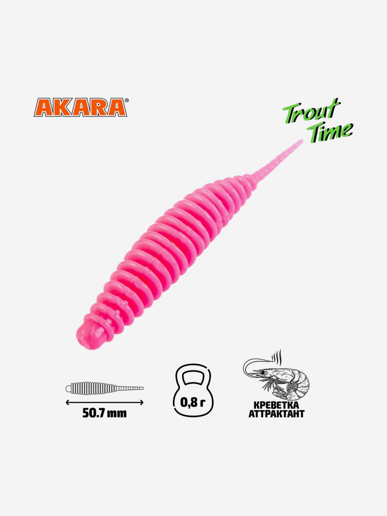 Силиконовая приманка Akara Trout Time REX 2 420, Shrimp (20 шт.)