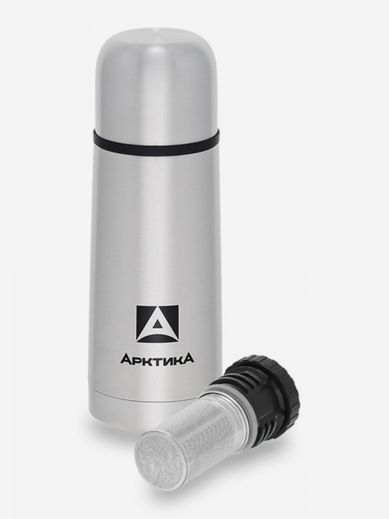 Термос классический для напитков с узким горлом и глухой пробкой со съемным ситечком, объем 0,35 л. Компактный размер