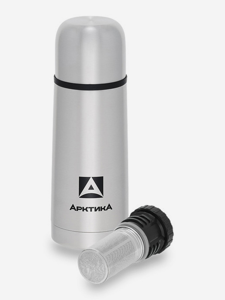 Термос классический для напитков с узким горлом и глухой пробкой со съемным ситечком, объем 0,35 л. Компактный размер