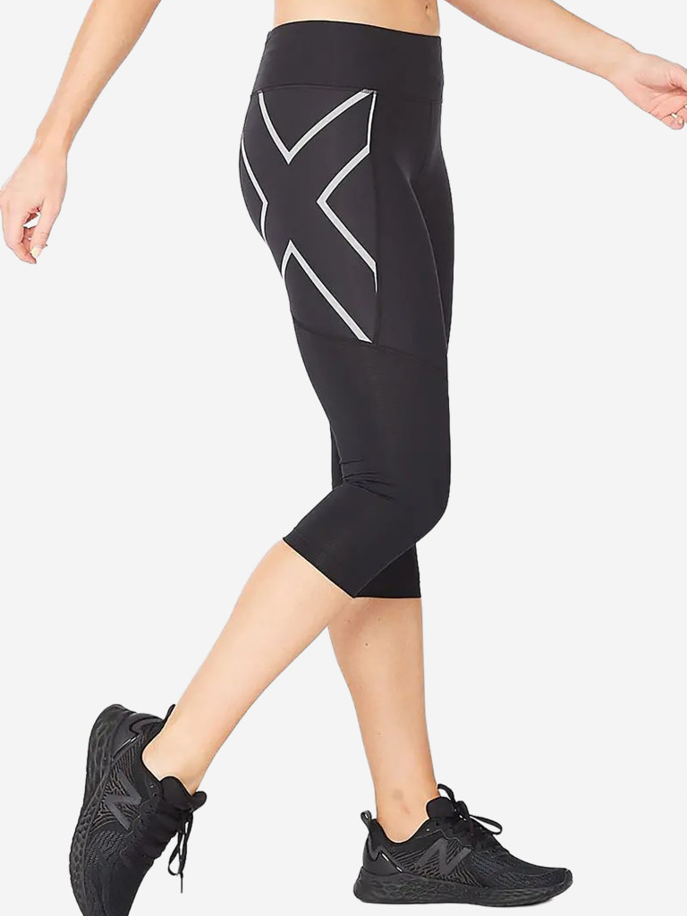 Компрессионные леггинсы 3/4 2XU Aero Vent Mid-Rise Compression 3/4 T Lights Black
