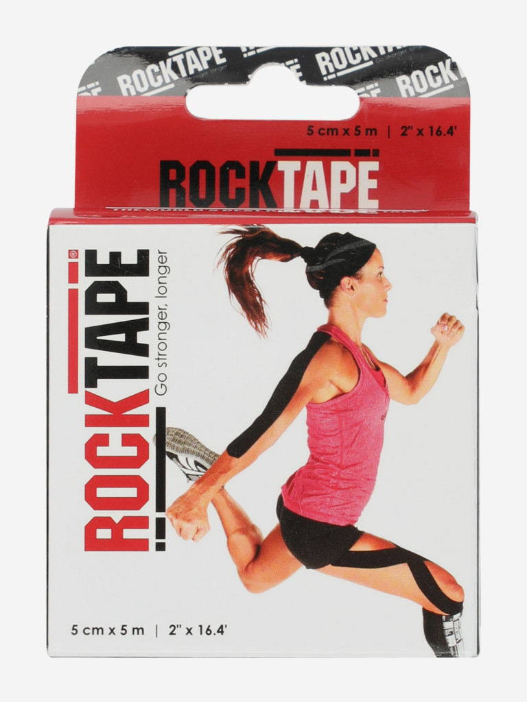 Кинезиотейп Rocktape H20 5 см х 5 м, черный логотип