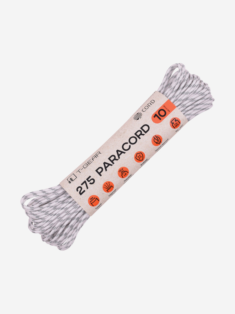 Паракорд 275 T-Gear x CORD nylon 10м световозвращающий (White)