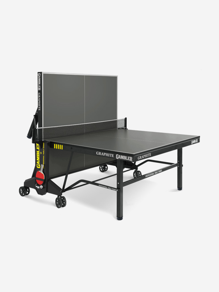 Стол теннисный Gambler GRAPHITE, для помещений, для дома, складной, с встроенной сеткой, с колесами