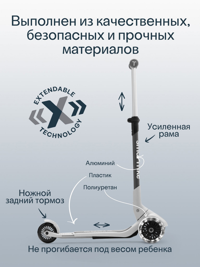 Самокат-трансформер 3-колесный SmarTrike Xtend Mini Ride, с сиденьем и ручкой, складной, детский, растущий, для детей от 1 до 9 лет