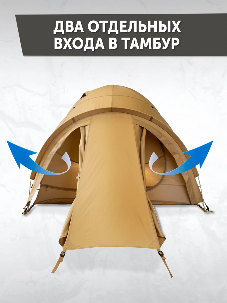 Палатка Talberg FANTOM 2-3 PRO трехместная туристическая экстремальная, алюминиевый каркас, двухслойная