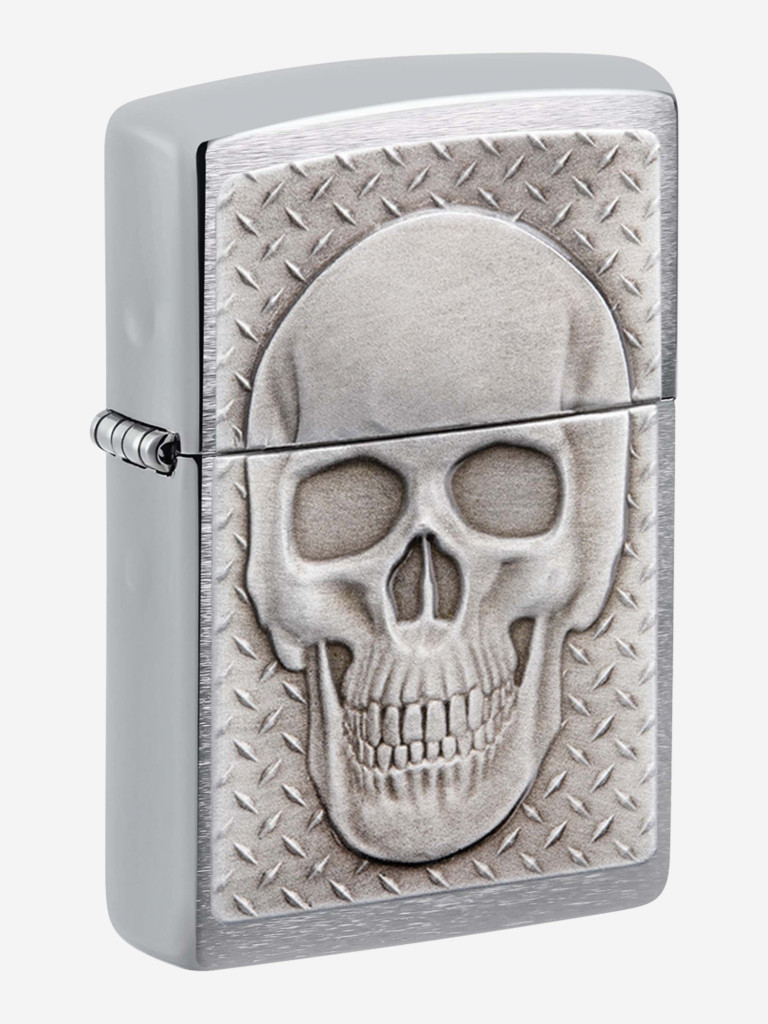 Зажигалка Zippo Skull Design Brushed Chrome