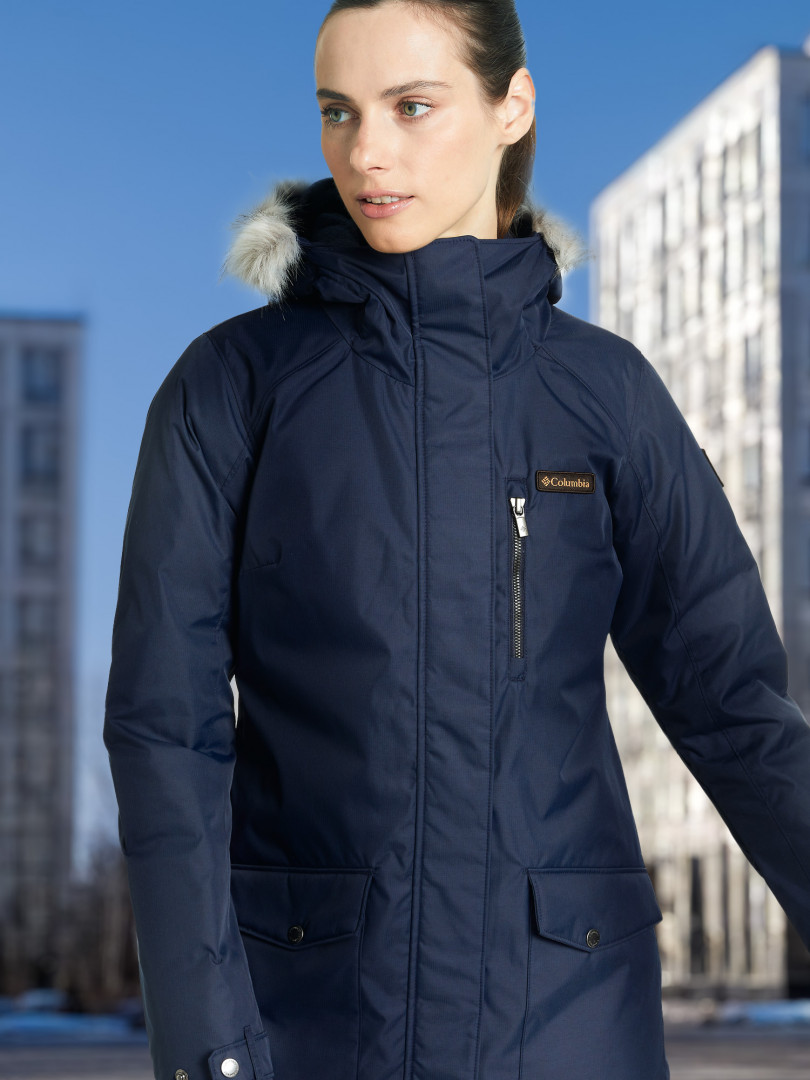 фото Куртка утепленная женская columbia suttle mountain long insulated jacket, синий