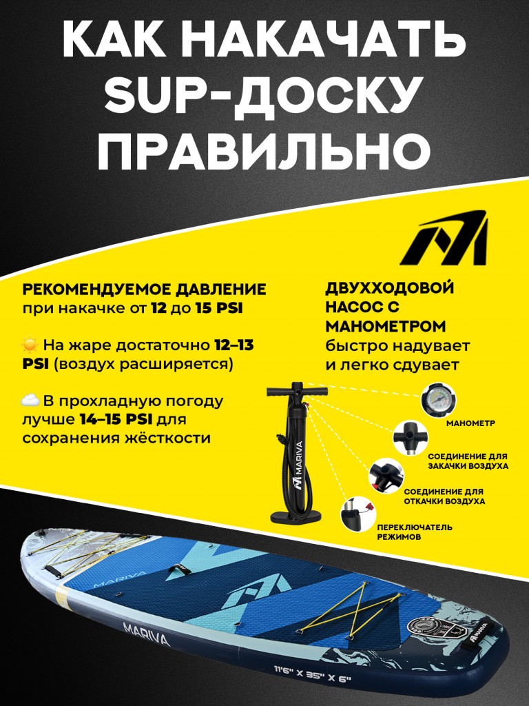 Надувной сапборд MARIVA Infinity OCEAN PRO, 11'6" 351x89x15 см