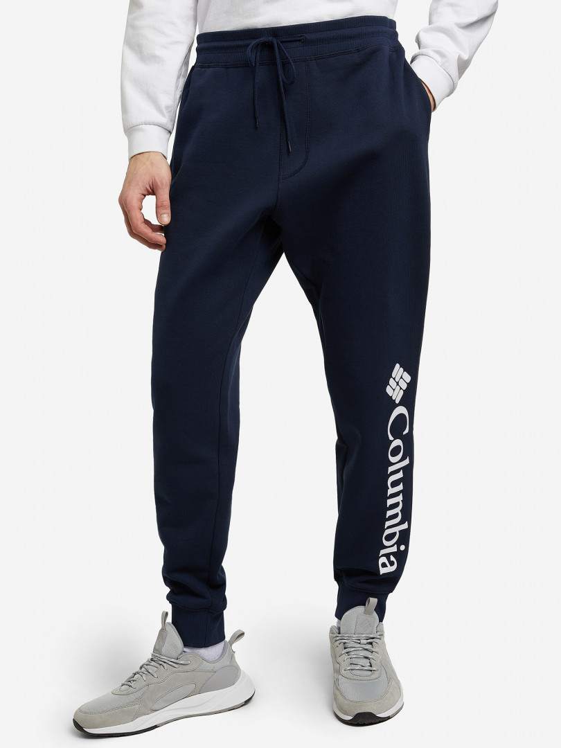 фото Брюки мужские columbia m csc logo fleece jogger ii, синий