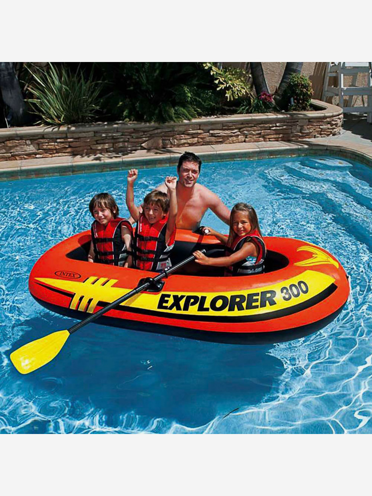 Надувная лодка Intex 58358 Explorer 300 + весла + насос (211х117х41 см)