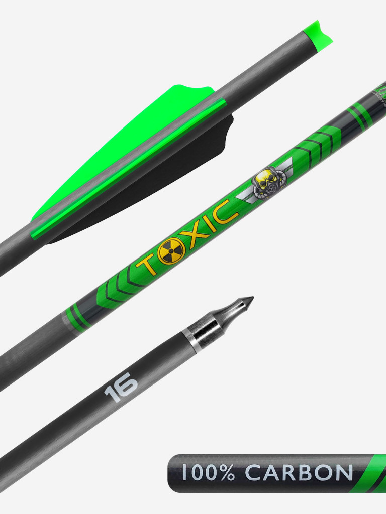 Стрела арбалетная карбоновая Centershot Toxic Carbon 16" Half Moon Nock (6шт.)