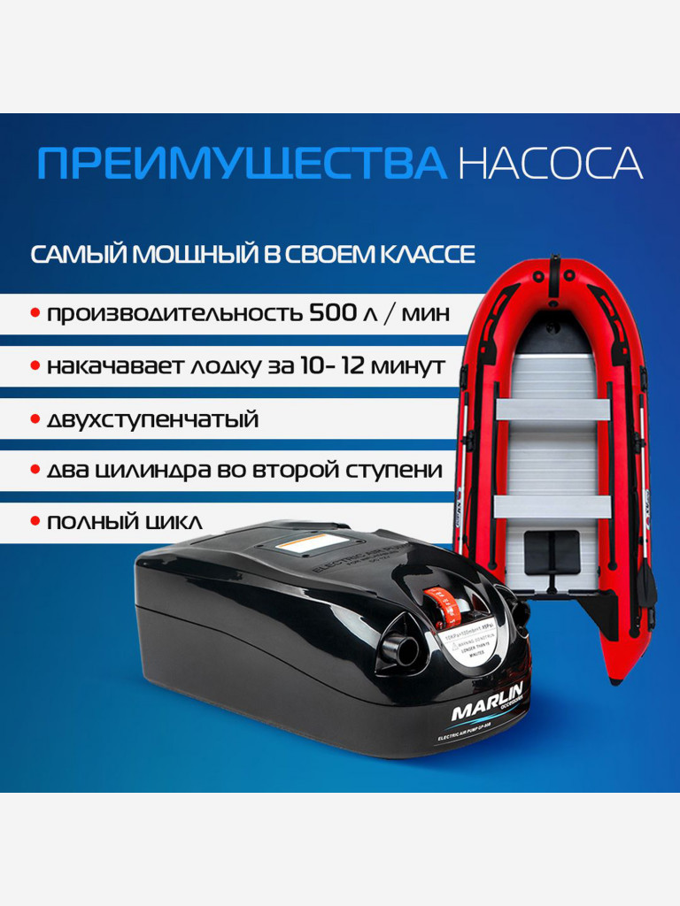 Электрический насос Marlin GP-80 для лодок пвх, сапбордов, матрасов, бассейнов