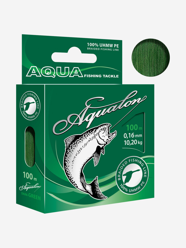 Плетеный шнур для рыбалки AQUA Aqualon Dark-Green 0,16mm 100m