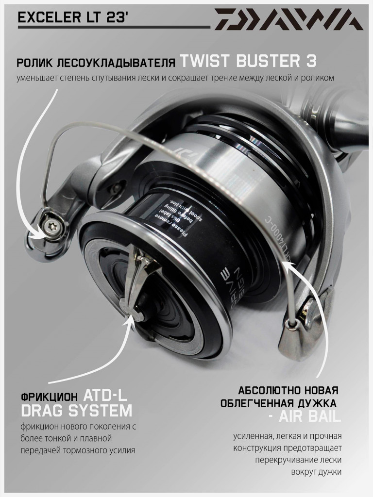 Катушка для спиннинга безынерционная Daiwa 23 Exceler LT 4000-C