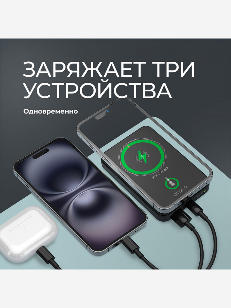 Внешний аккумулятор NRG MageSafe 10000 мА-ч (37Вт-ч) Basic, 15Вт Qi