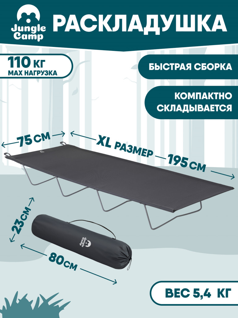 Раскладушка кемпинговая Trek Planet Bivouac XL Grey