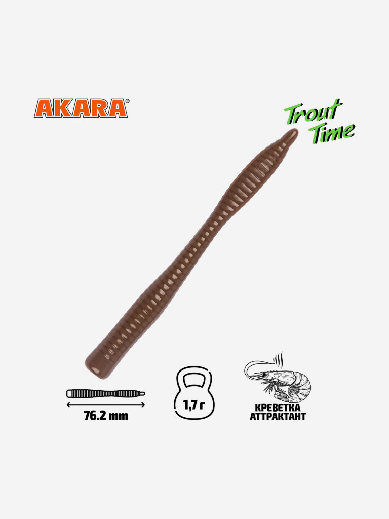 Силиконовая приманка Akara Trout Time WORM 3 Shrimp 458 (20 шт.)