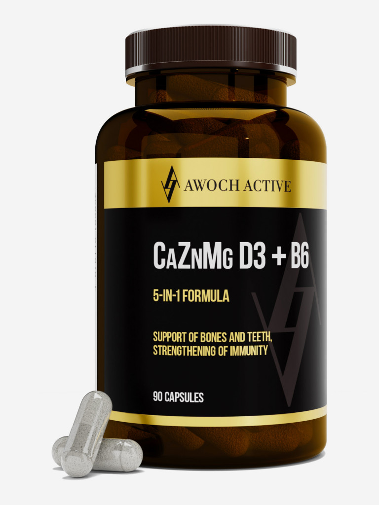 Биологически активная добавка к пище “Calcium zinc magnesium D3 + B6”, 90 капсул TM AWOCHACT