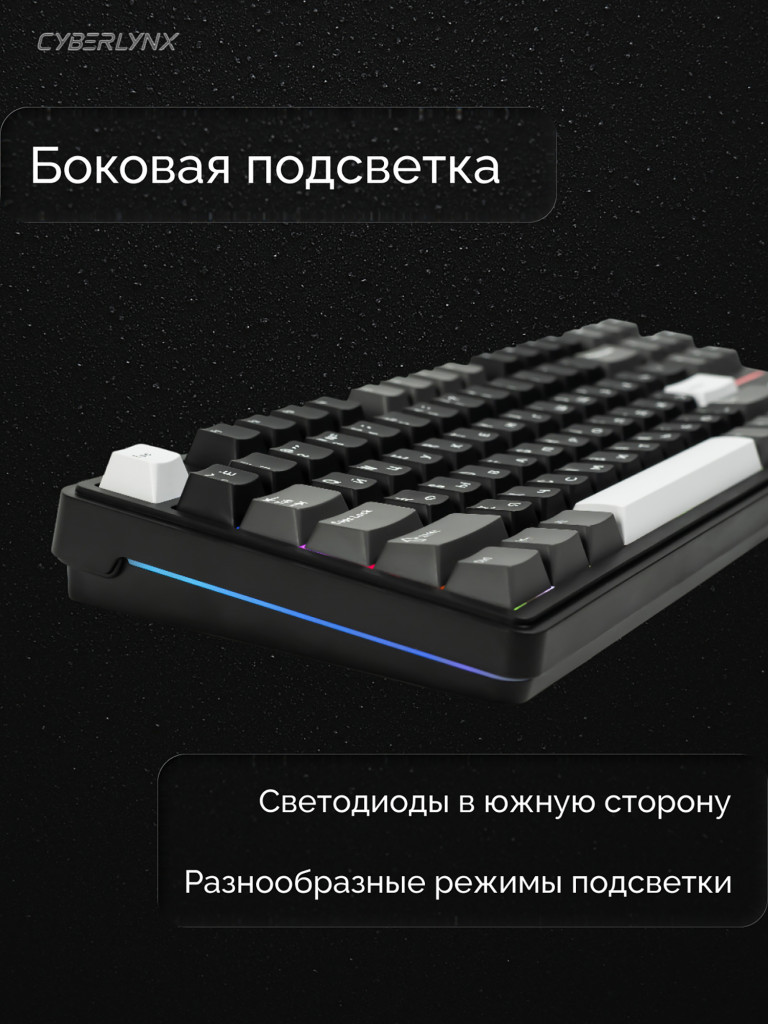Игровая клавиатура CyberLynx RX87 PRO (черный/белый/серый)