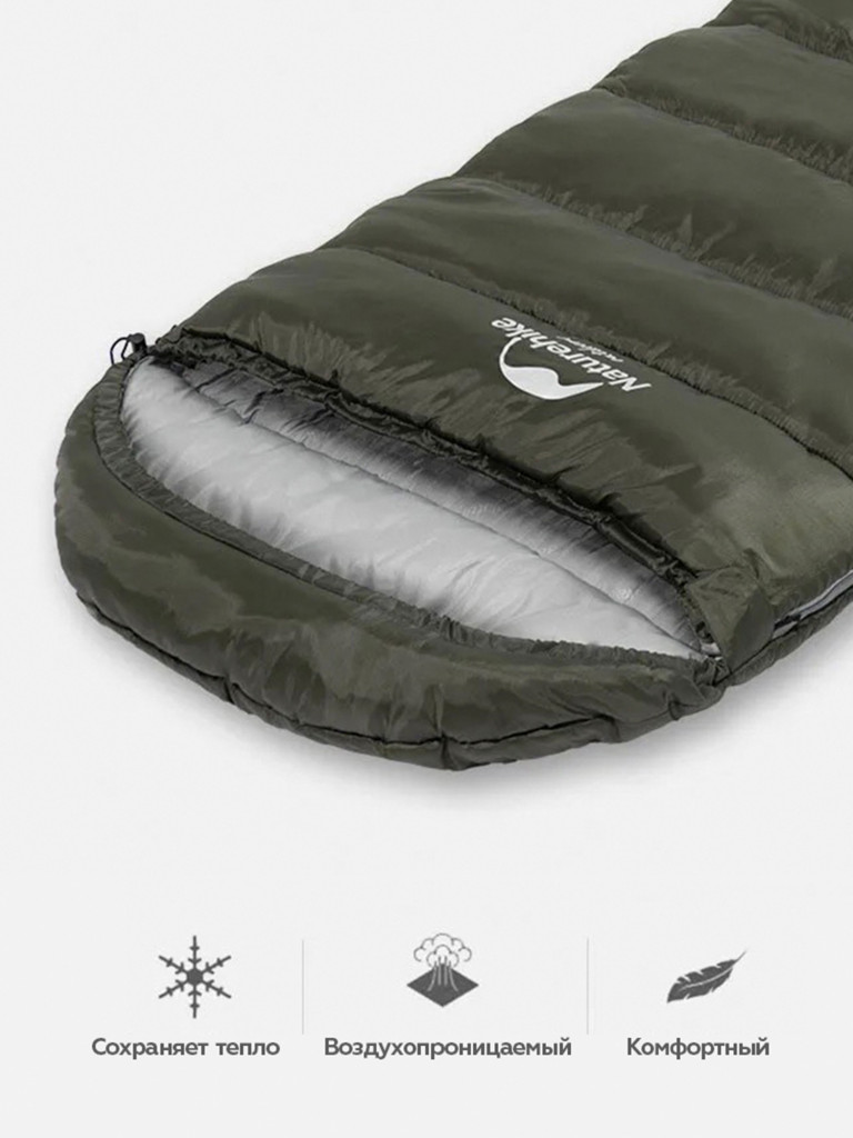 Спальный мешок Naturehike U150, +7, зеленый