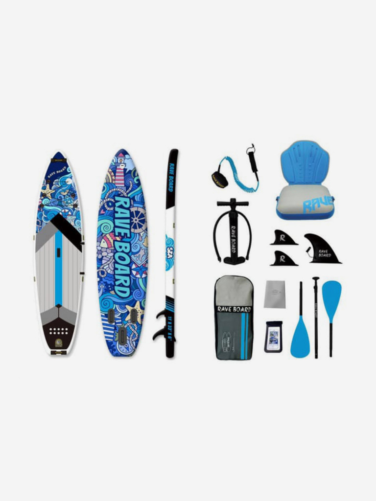 Надувной сапборд Rave Board RB12a Sea (335*83*15) с сидушкой и двойным веслом