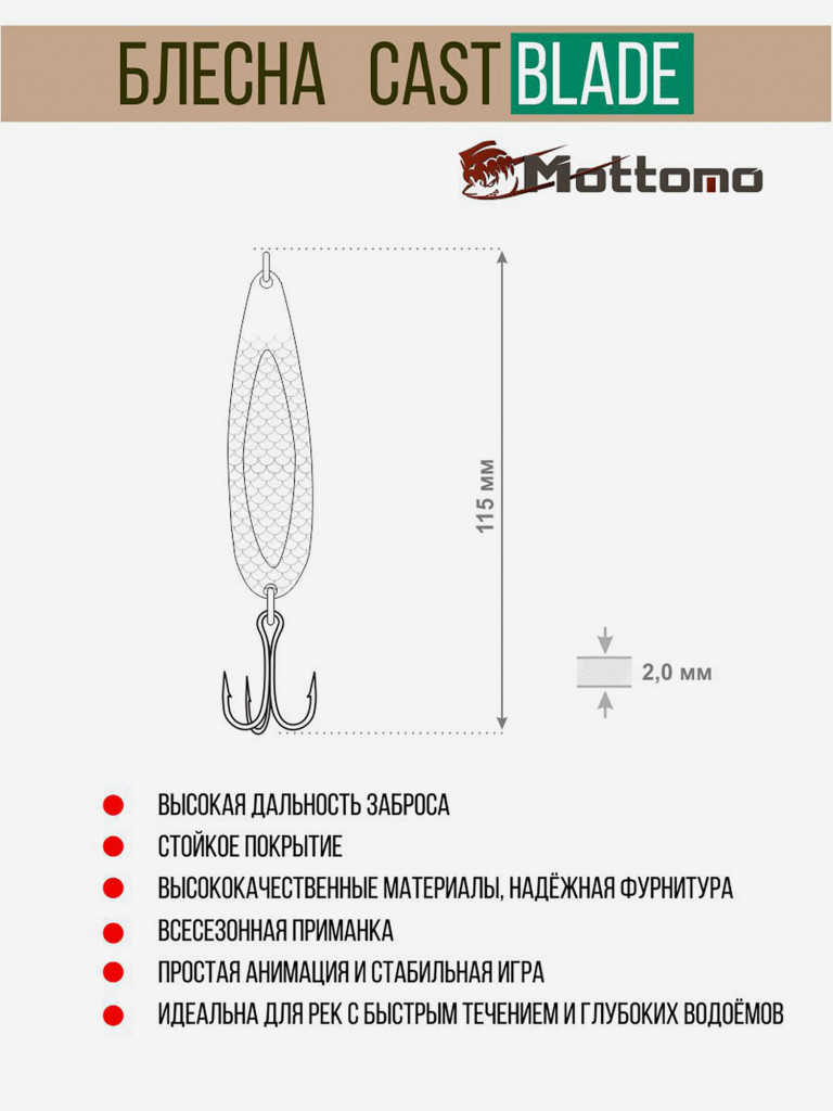 Блесна для рыбалки колеблющаяся Mottomo Cast Blade 24g Fire Perch для спиннинга. Колебалка на щуку,судака,таймень