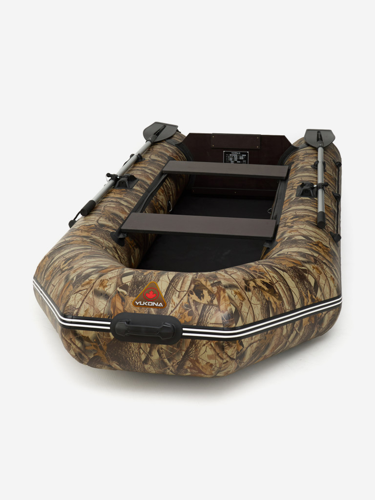 Лодка ПВХ надувная под мотор Yukona 280 TLЛЮКС двухместная для рыбалки с жестким дном. камуфляж