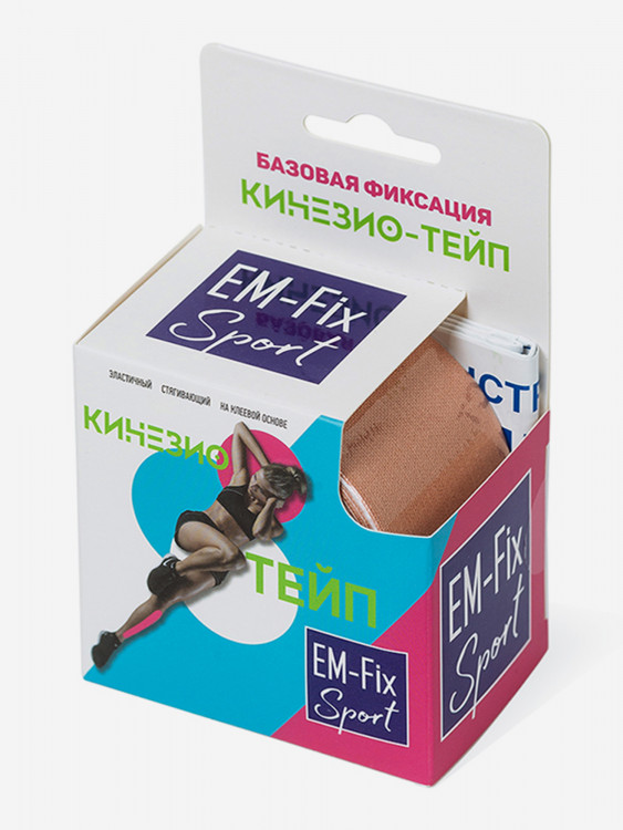 Кинезиотейп "EМ-Fix Sport" базовой фиксации, 5 см х 5 м, бежевый
