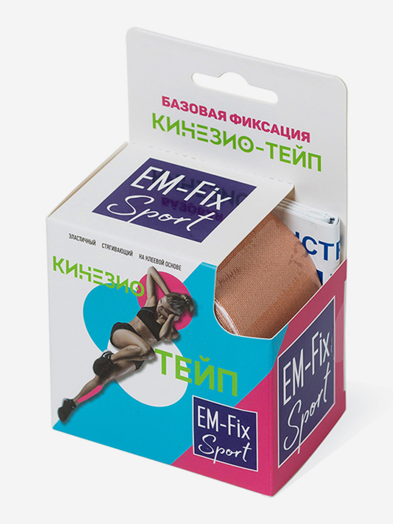 Кинезиотейп "EМ-Fix Sport" базовой фиксации, 5 см х 5 м, бежевый