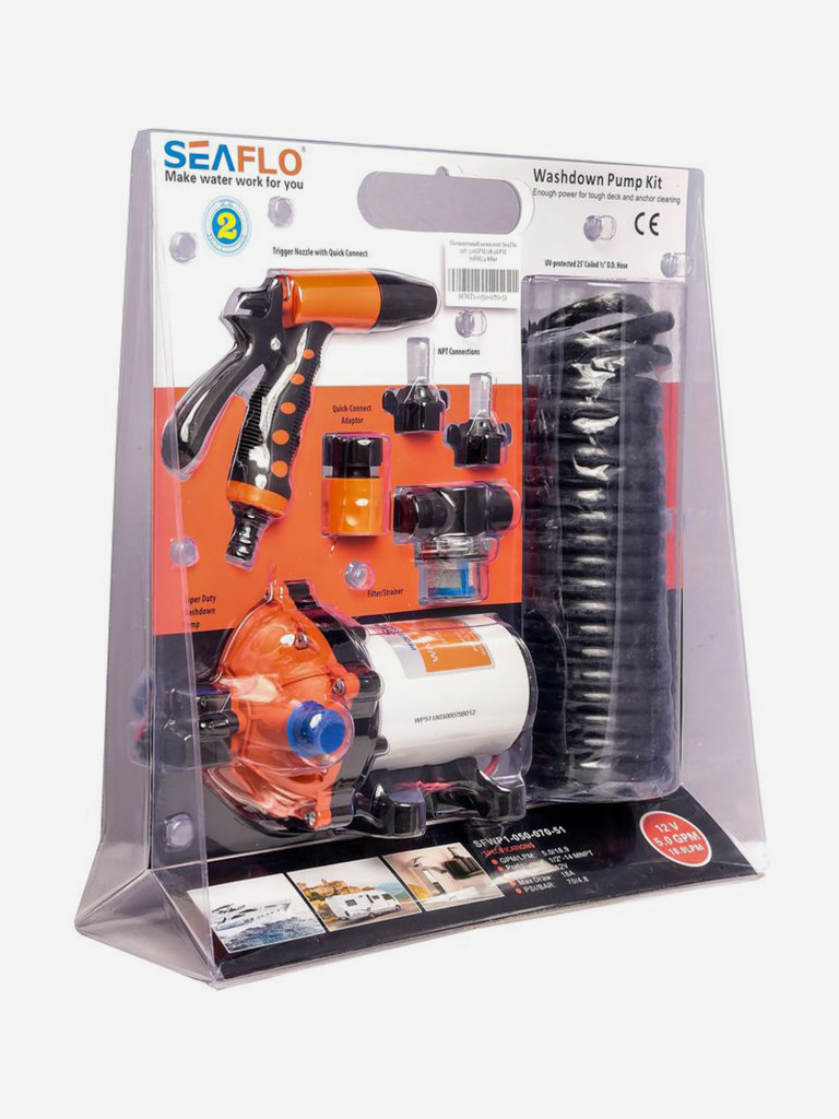 Комплект помывочный SeaFlo, 12V, 18.9 л/мин, 5 GPM 4.8 BAR, 70 PSI