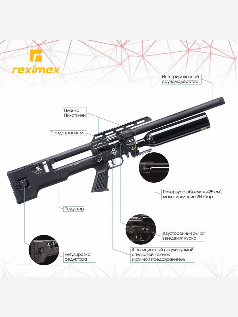 Винтовка пневматическая REXIMEX THRONE GEN2, cal. 5,5 mm, 3 Дж (РСР, пластик)