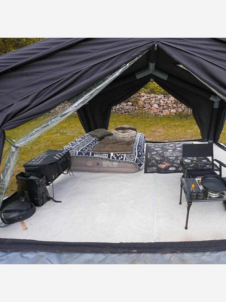 Надувная палатка Coody HUB Black, 360×360×275 см, 4–6 человек, 4 входа, модульная система