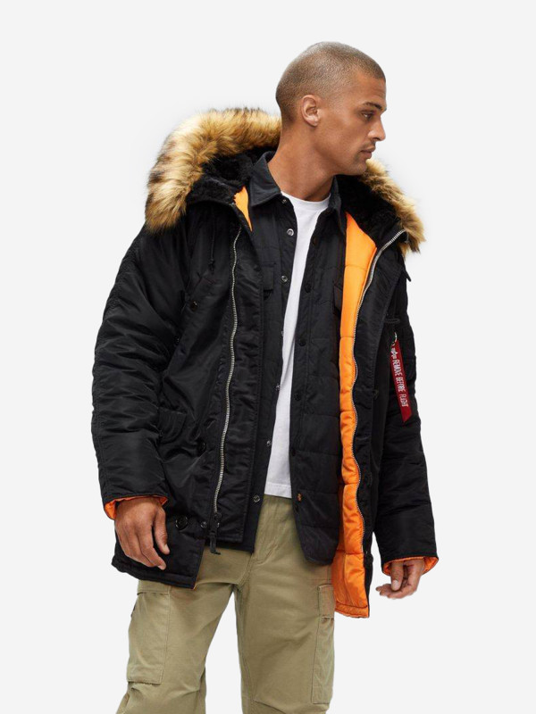 Парка зимняя мужская Slim Fit N-3B Alpha Industries черный цвет — купить за 26700 руб. со скидкой 44 %, отзывы в интернет-магазине Спортмастер