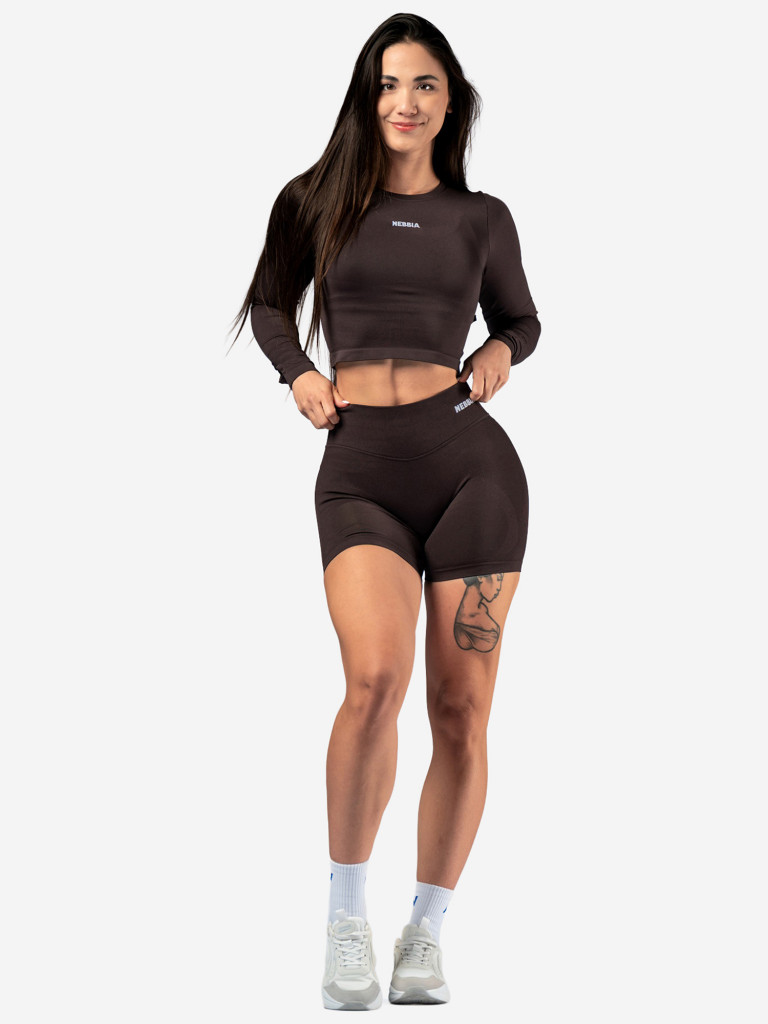 Лонгслив женский NEBBIA Seamless Long-Sleeve Top POWER 892 Dark brown