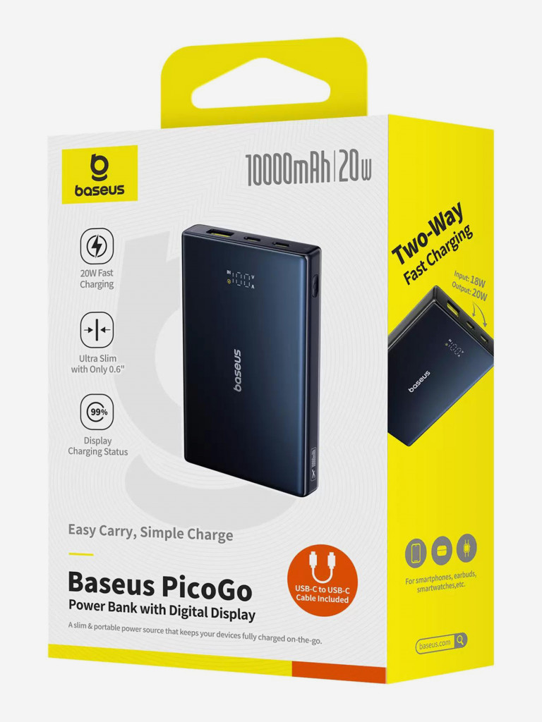 Powerbank Baseus PicoGo 10000mAh, черный, P10076801123-00