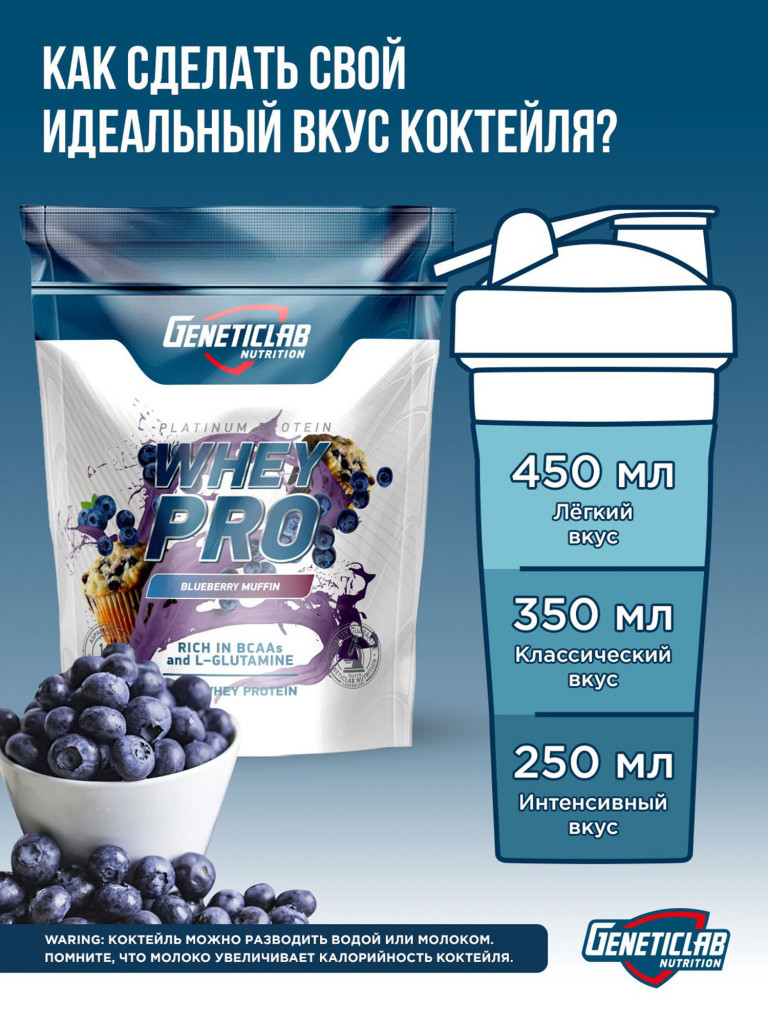 Протеин WHEY PRO 1000 g Черничный чизкейк Geneticlab Nutrition