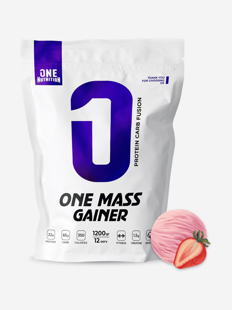 Гейнер, One Nutrition, 1200 г, клубника