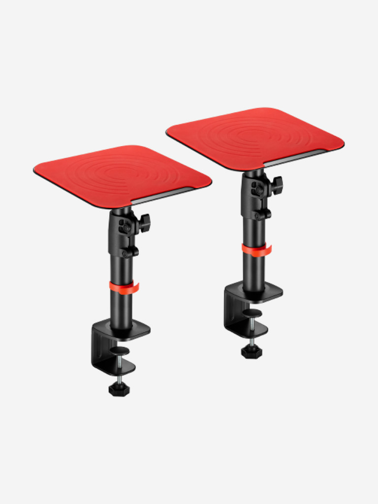 UNITEKI SMS405RD PRO LINE Комплект подставок для колонок к столу на струбцинах, полочка для проектора, поворотно-наклонные, телескопические, настольные