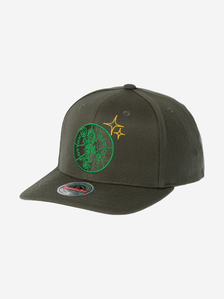 Бейсболка MITCHELL NESS HHSSINTL1243-BCEOLIV Boston Celtics NBA