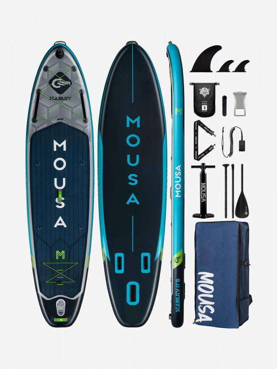 Надувная двухслойная SUP-доска MOUSA Crocodile Grey STD, 11'6" 350*86*15 см, сапборд